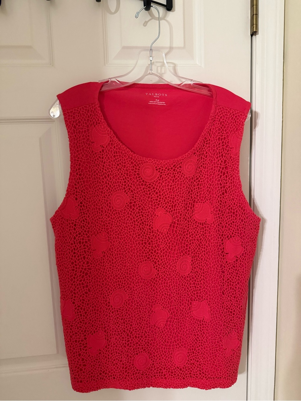 Talbots Fuchsia Crochet Overlay Tank